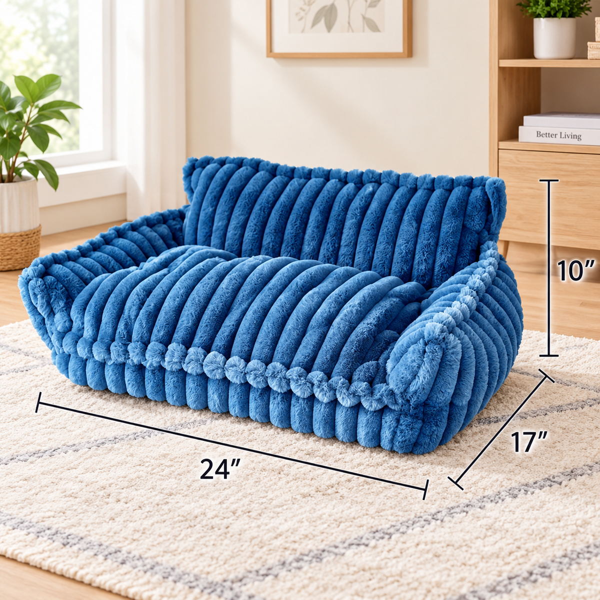 Ribbonora Plush Sofa Pet Bed
