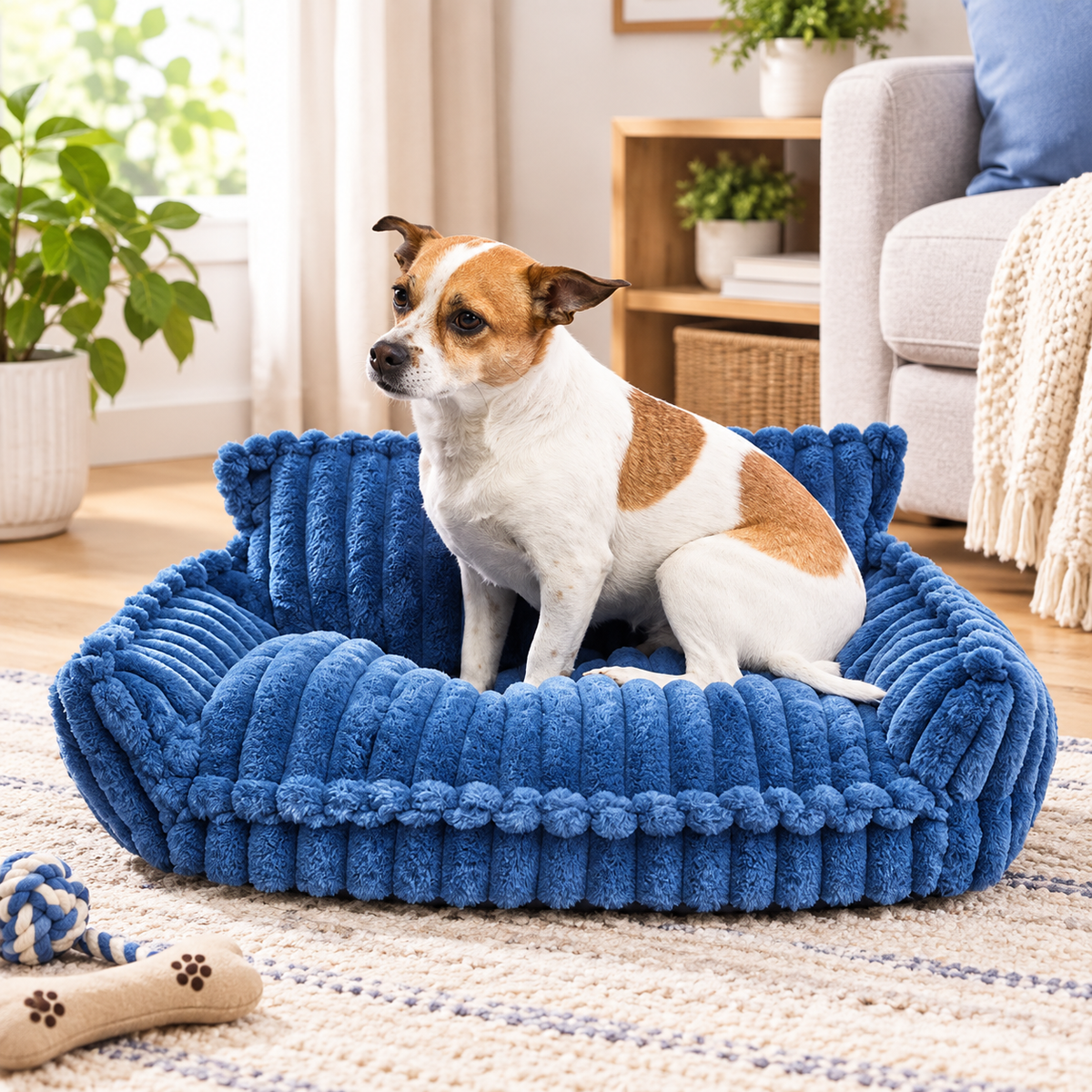 Ribbonora Plush Sofa Pet Bed