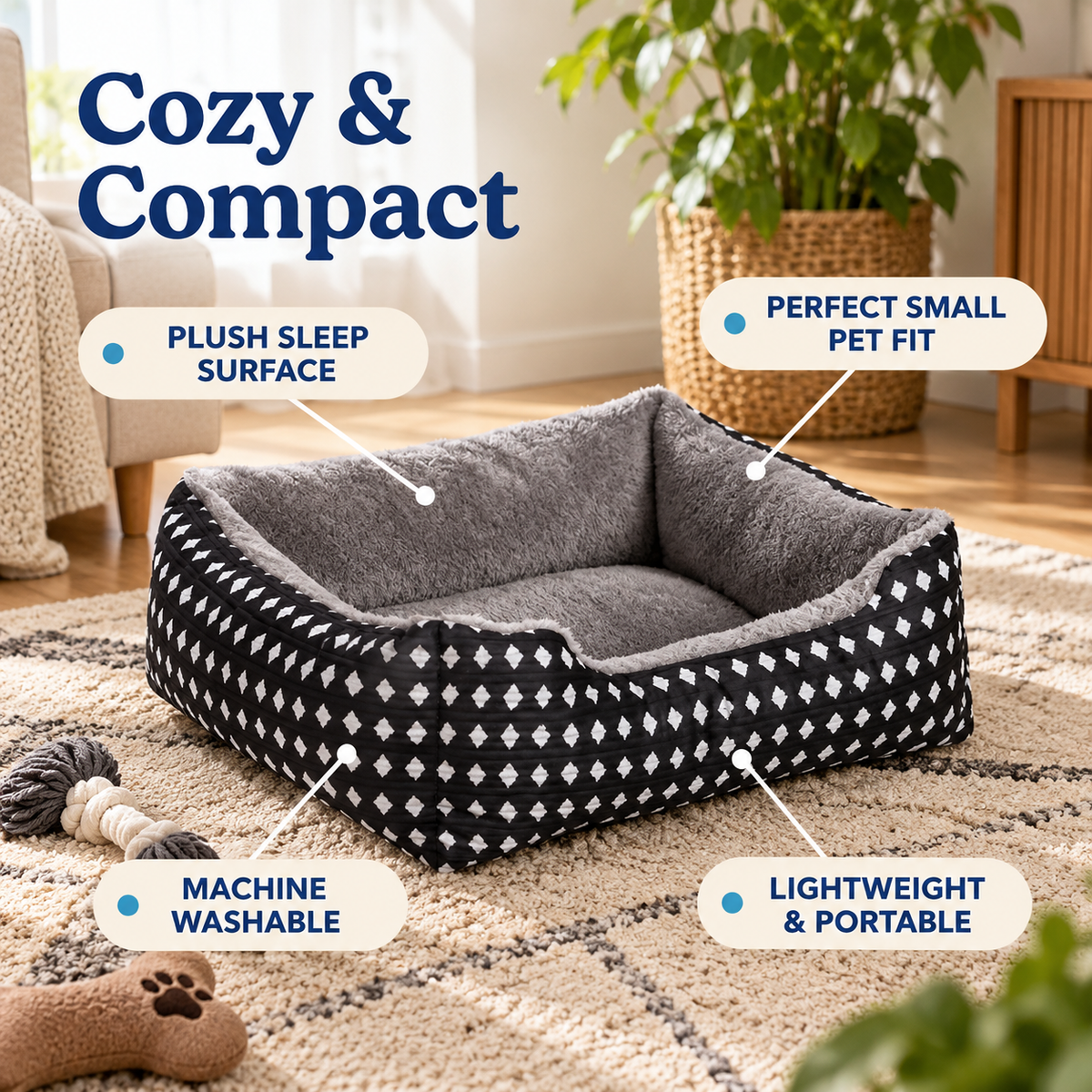 Ribbonora Cozy Cuddler Pet Bed