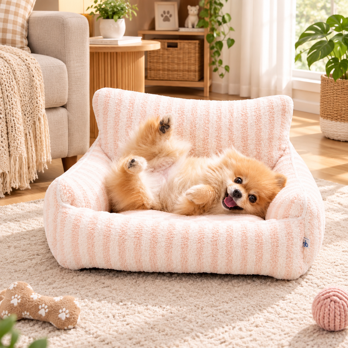 Ribbonora Sherpa Sofa Pet Bed