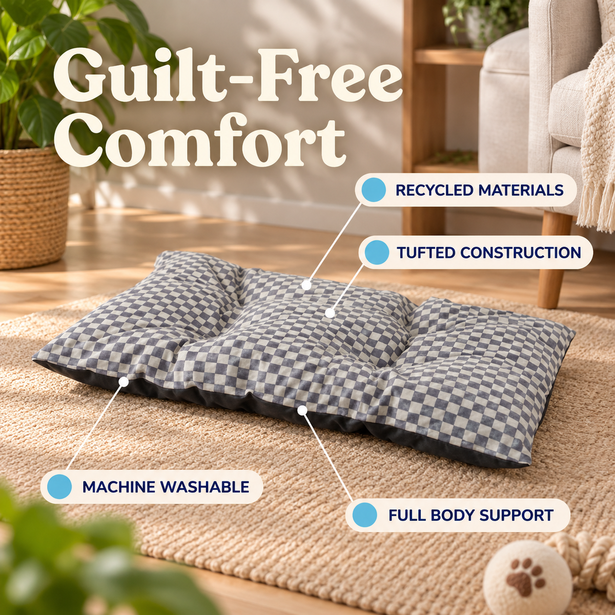 Ribbonora Tufted Pillow Pet Bed