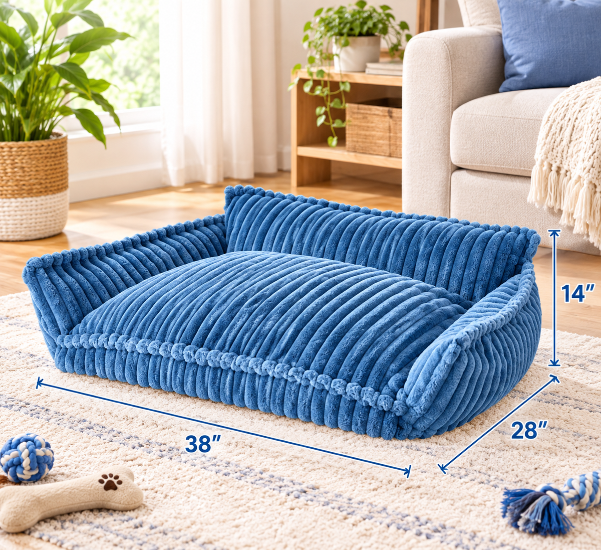 Ribbonora Plush Sofa Pet Bed